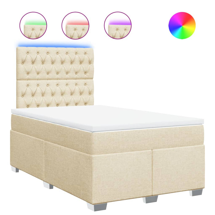 Pat box spring cu saltea, crem, 120x200 cm, textil - WALTI WALTI