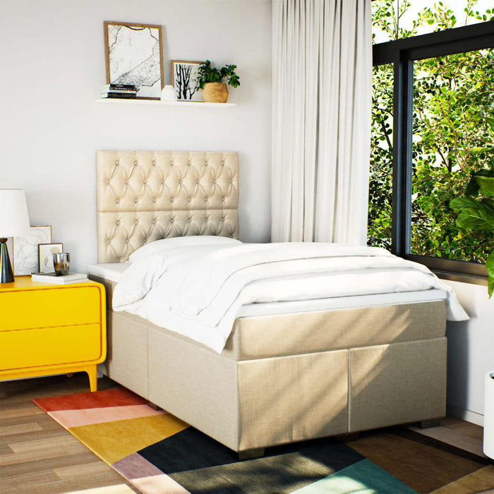Pat box spring cu saltea, crem, 120x200 cm, textil - WALTI WALTI