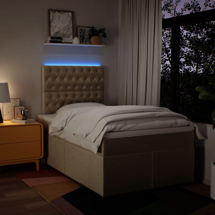 Pat box spring cu saltea, crem, 120x200 cm, textil - WALTI WALTI