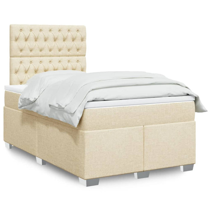 Pat box spring cu saltea, crem, 120x200 cm, textil - WALTI WALTI