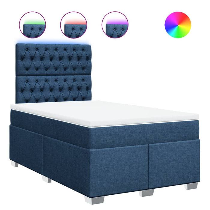 Pat box spring cu saltea, albastru, 120x200 cm, textil - WALTI WALTI