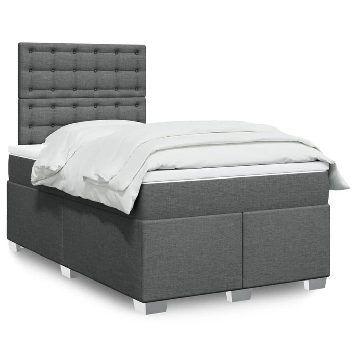 Pat box spring cu saltea, gri închis, 120x200 cm, textil - WALTI WALTI