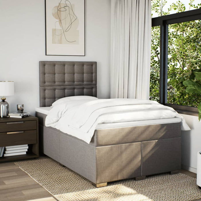 Pat box spring cu saltea, gri taupe, 120x200 cm, textil WALTI