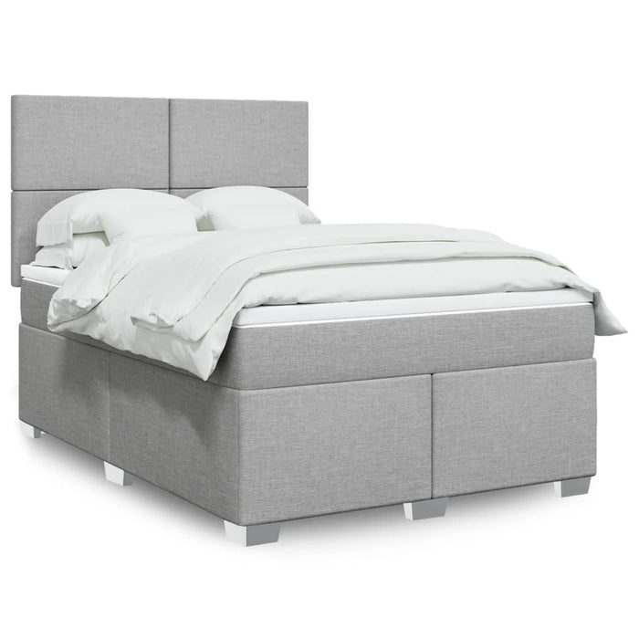 Pat box spring cu saltea, gri deschis, 140x190 cm, textil - WALTI WALTI