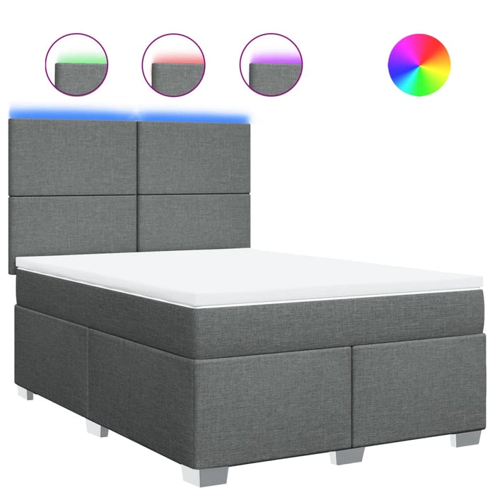 Pat box spring cu saltea, gri închis, 140x190 cm, textil - WALTI WALTI