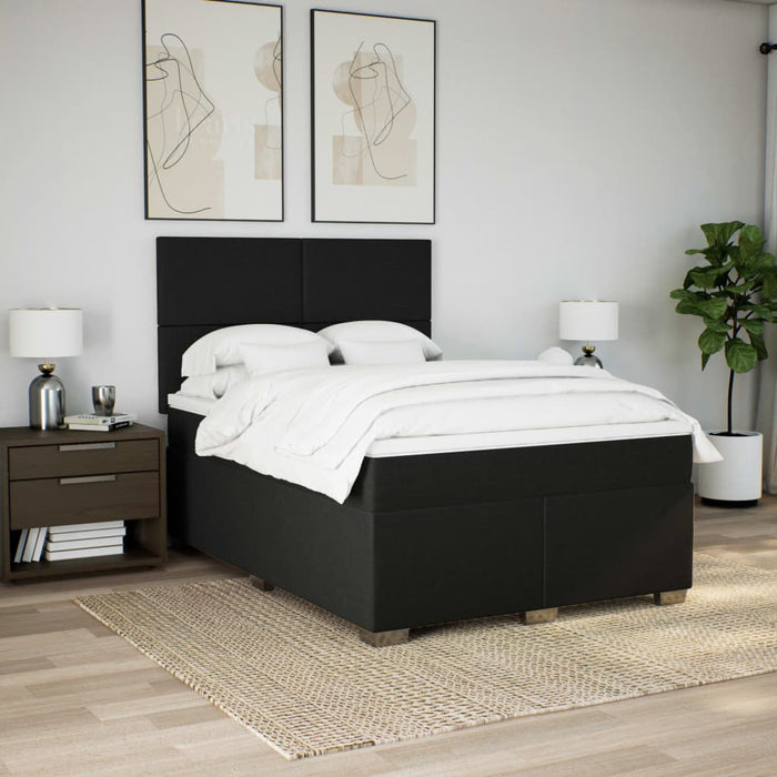 Pat box spring cu saltea, negru, 140x190 cm, textil - WALTI WALTI