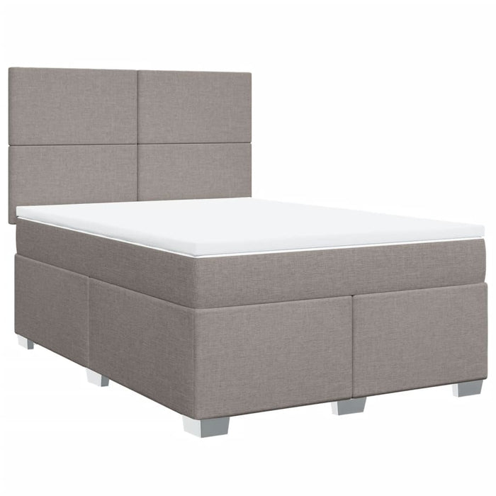 Pat box spring cu saltea, gri taupe, 140x200 cm, textil WALTI
