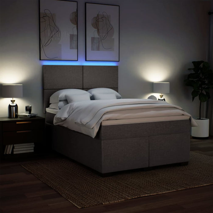 Pat box spring cu saltea, gri taupe, 140x200 cm, textil WALTI