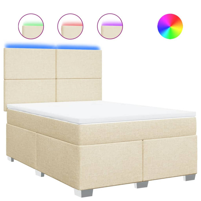 Pat box spring cu saltea, crem, 140x200 cm, textil - WALTI WALTI