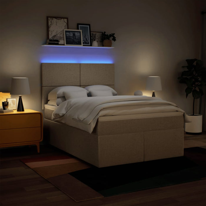 Pat box spring cu saltea, crem, 140x200 cm, textil - WALTI WALTI