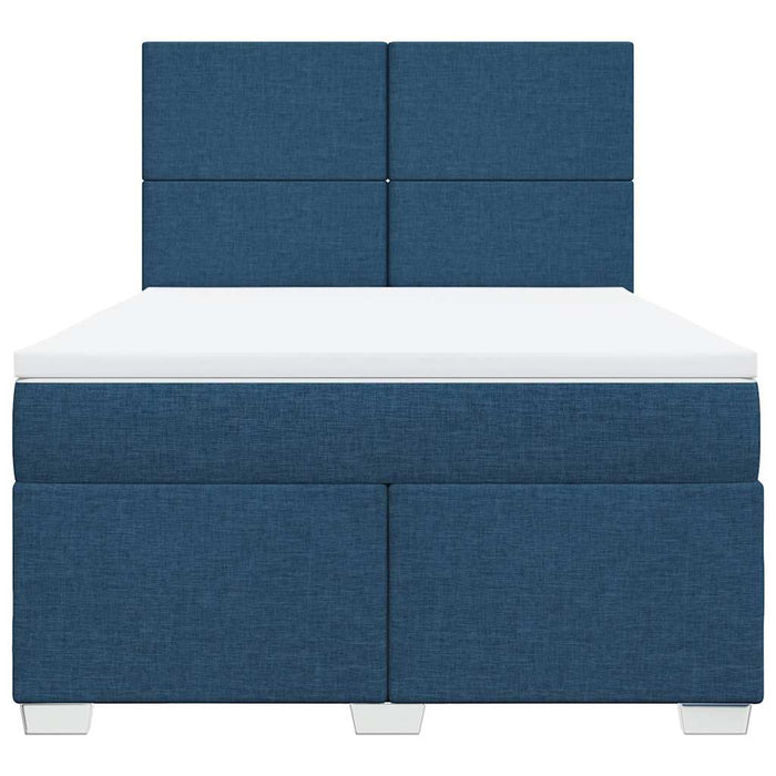 Pat box spring cu saltea, albastru, 140x200 cm, textil - WALTI WALTI