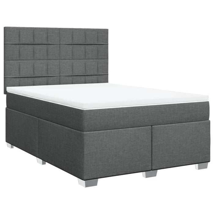 Pat box spring cu saltea, gri închis, 140x190 cm, textil - WALTI WALTI
