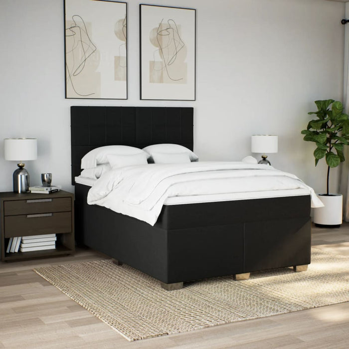 Pat box spring cu saltea, negru, 140x190 cm, textil - WALTI WALTI