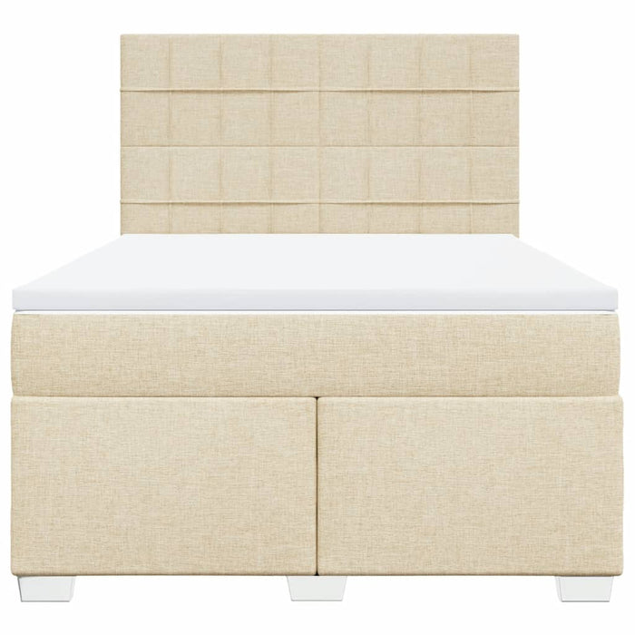 Pat box spring cu saltea, crem, 140x200 cm, textil - WALTI WALTI