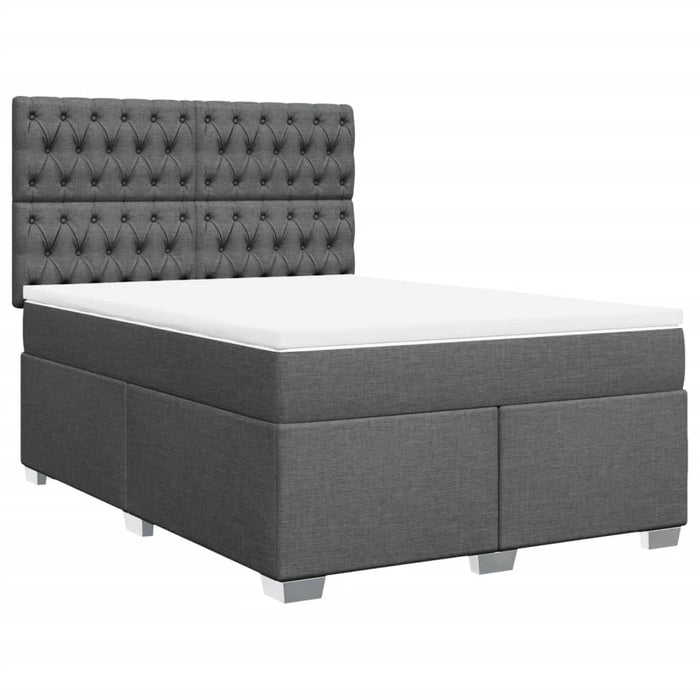 Pat box spring cu saltea, gri închis, 140x190 cm, textil - WALTI WALTI