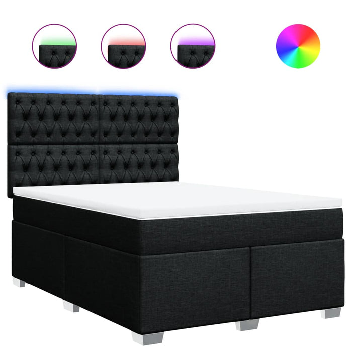 Pat box spring cu saltea, negru, 140x190 cm, textil - WALTI WALTI