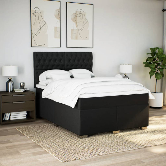 Pat box spring cu saltea, negru, 140x190 cm, textil - WALTI WALTI
