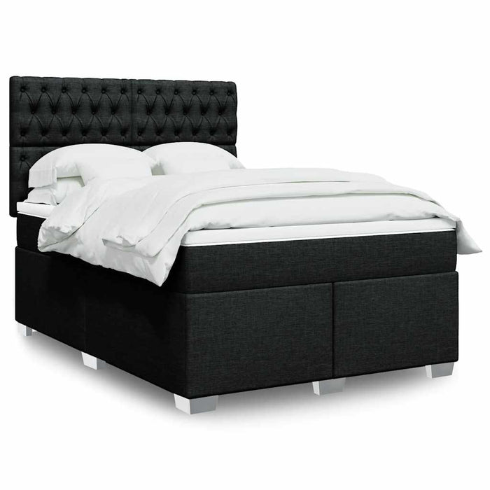 Pat box spring cu saltea, negru, 140x190 cm, textil - WALTI WALTI