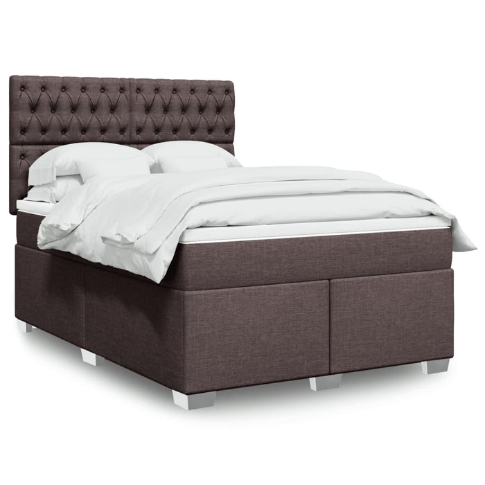 Pat box spring cu saltea, maro închis, 140x200 cm, textil - WALTI WALTI