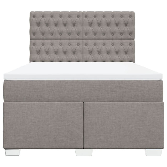 Pat box spring cu saltea, gri taupe, 140x200 cm, textil WALTI