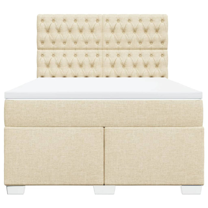 Pat box spring cu saltea, crem, 140x200 cm, textil - WALTI WALTI