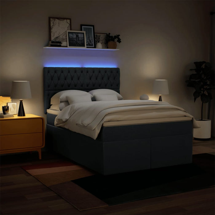 Pat box spring cu saltea, albastru, 140x200 cm, textil - WALTI WALTI