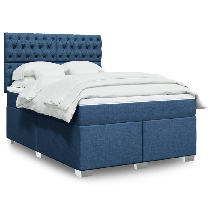 Pat box spring cu saltea, albastru, 140x200 cm, textil - WALTI WALTI