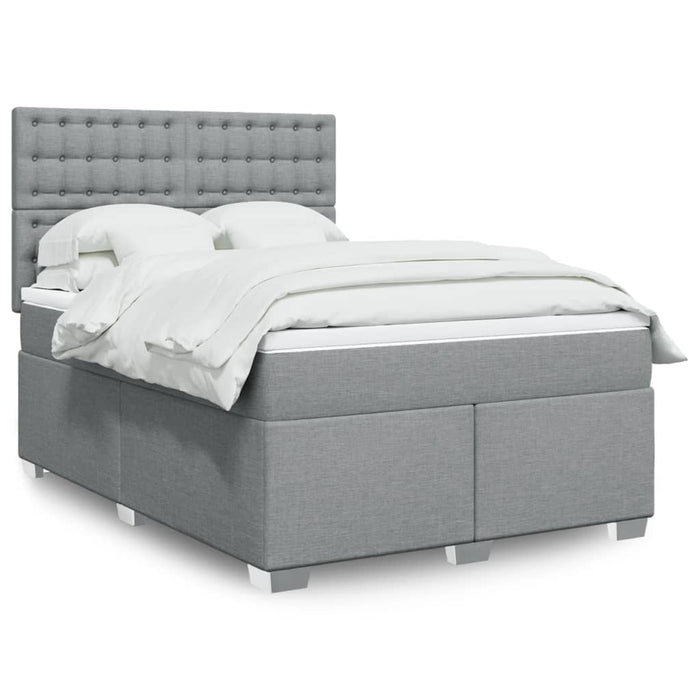 Pat box spring cu saltea, gri deschis, 140x190 cm, textil - WALTI WALTI