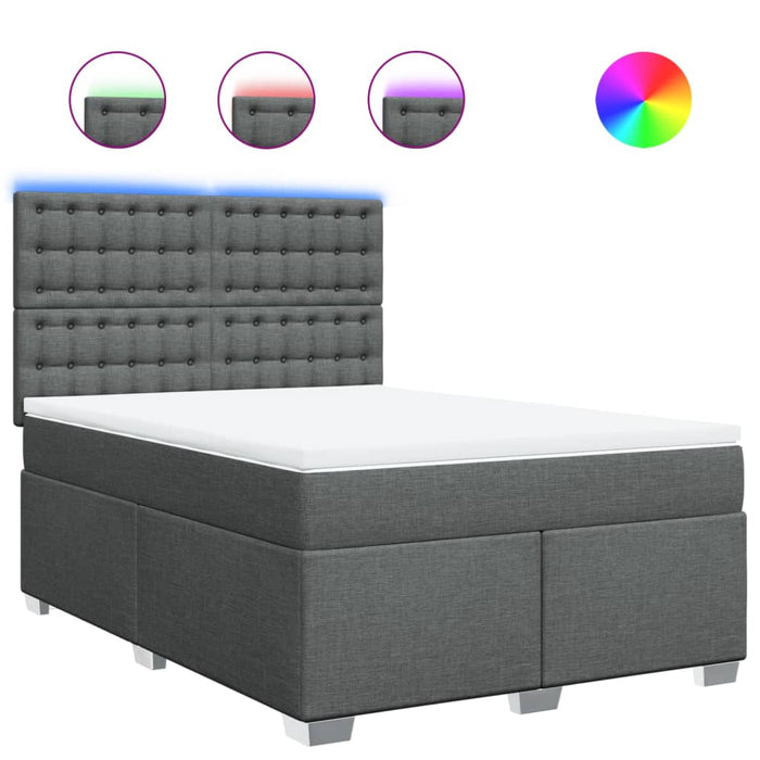 Pat box spring cu saltea, gri închis, 140x190 cm, textil - WALTI WALTI
