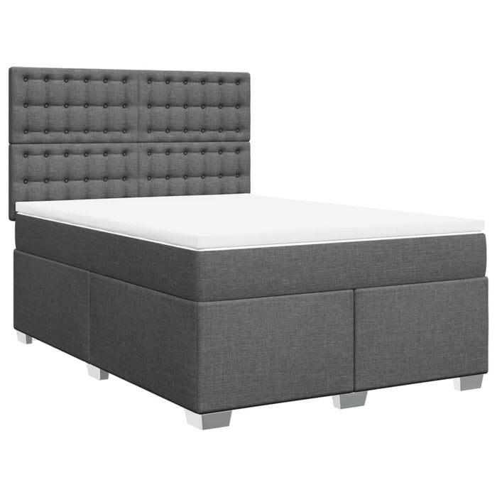 Pat box spring cu saltea, gri închis, 140x190 cm, textil - WALTI WALTI