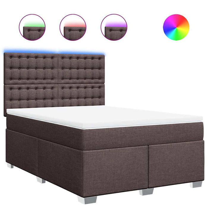 Pat box spring cu saltea, maro închis, 140x200 cm, textil - WALTI WALTI