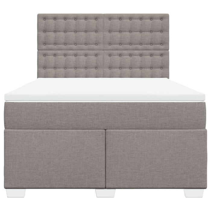 Pat box spring cu saltea, gri taupe, 140x200 cm, textil - WALTI WALTI
