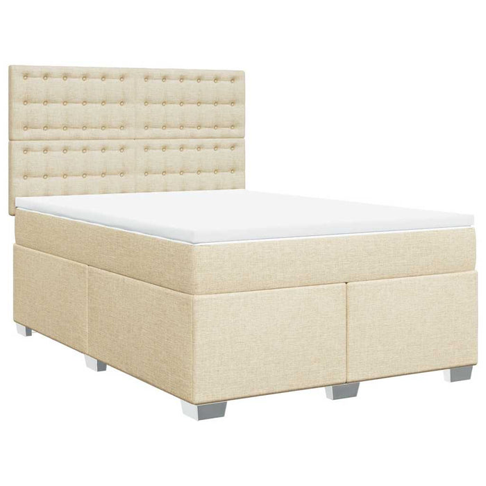 Pat box spring cu saltea, crem, 140x200 cm, textil - WALTI WALTI