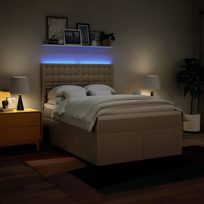 Pat box spring cu saltea, crem, 140x200 cm, textil - WALTI WALTI