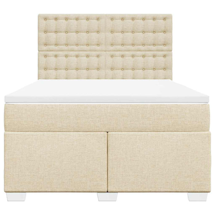 Pat box spring cu saltea, crem, 140x200 cm, textil - WALTI WALTI