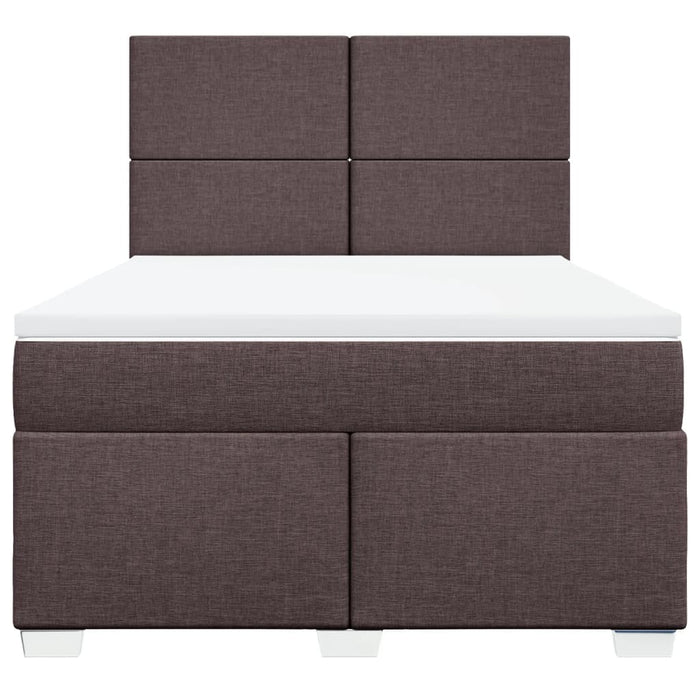 Pat continental cu saltea, maro închis, 140x200 cm, textil WALTI