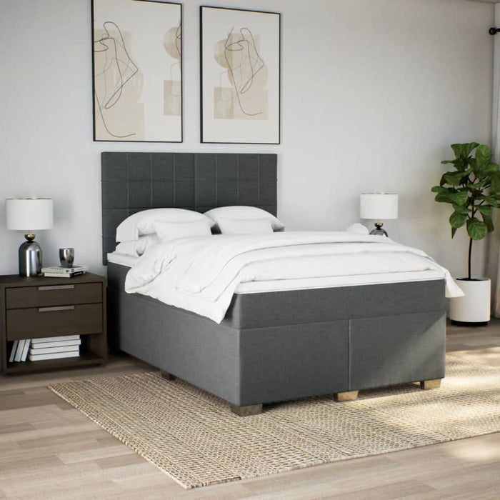 Pat box spring cu saltea, gri închis, 140x200 cm, textil - WALTI WALTI