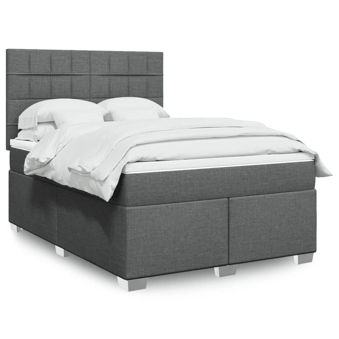 Pat box spring cu saltea, gri închis, 140x200 cm, textil - WALTI WALTI