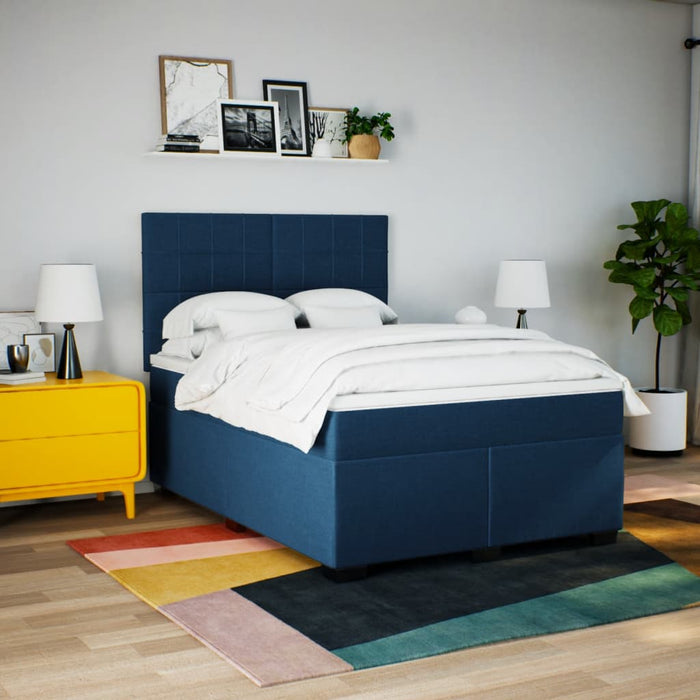 Pat continental cu saltea, albastru, 140x200cm, material textil - WALTI WALTI