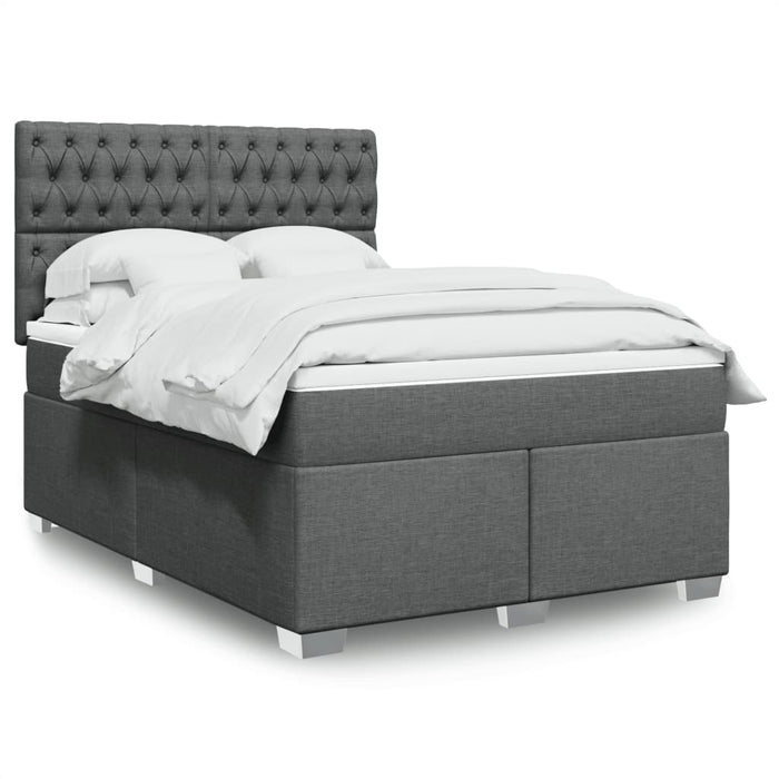 Pat box spring cu saltea, gri închis, 140x200 cm, textil - WALTI WALTI