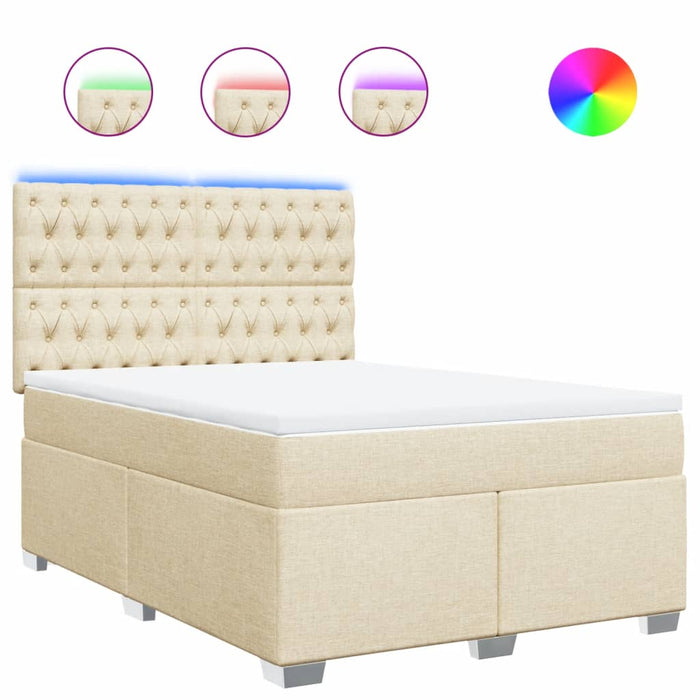Pat continental cu saltea, crem, 140x200 cm, material textil WALTI