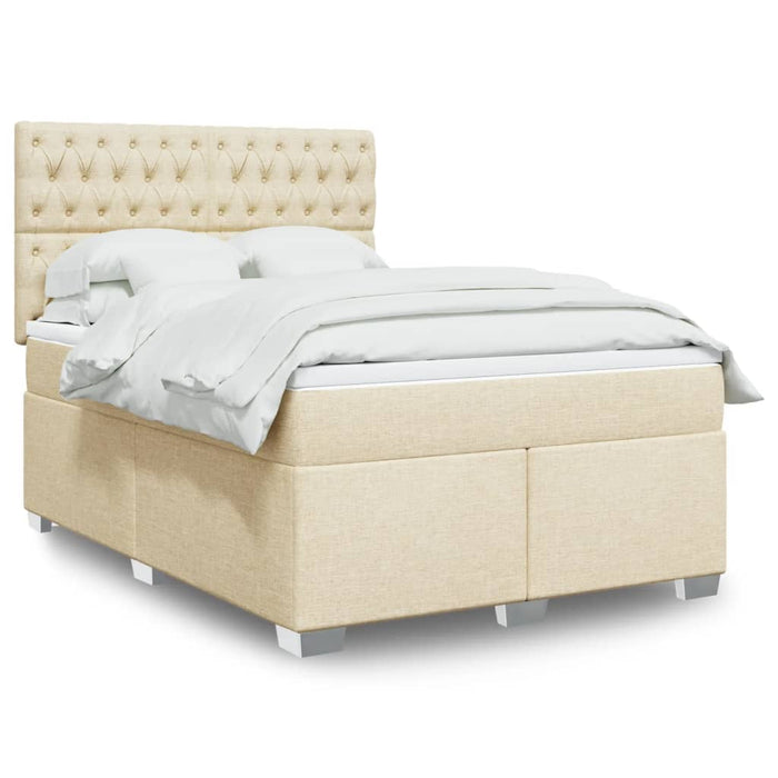 Pat continental cu saltea, crem, 140x200 cm, material textil WALTI