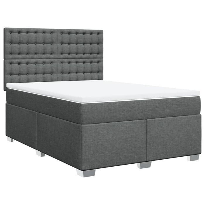 Pat box spring cu saltea, gri închis, 140x200 cm, textil - WALTI WALTI