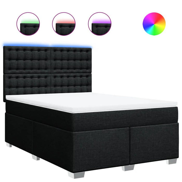 Pat box spring cu saltea, negru, 140x200 cm, textil - WALTI WALTI