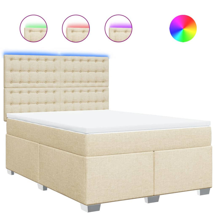 Pat continental cu saltea, crem, 140x200 cm, material textil WALTI