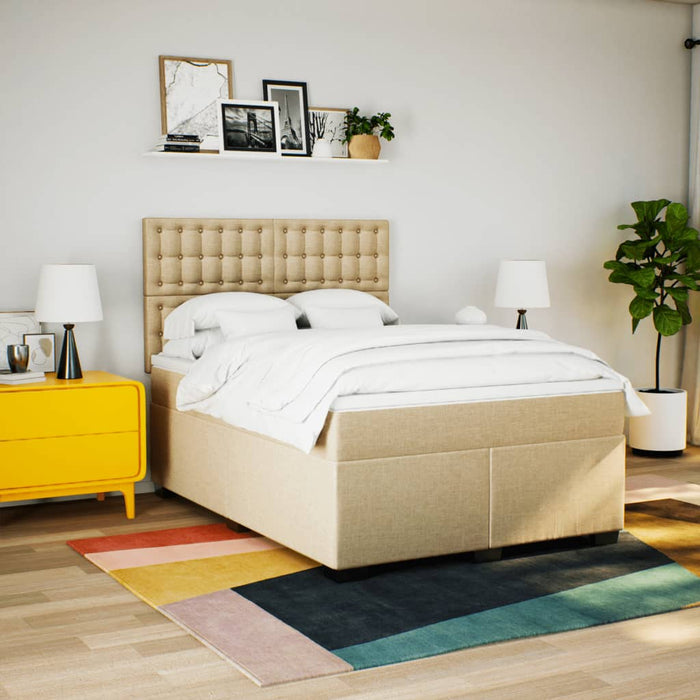 Pat continental cu saltea, crem, 140x200 cm, material textil WALTI