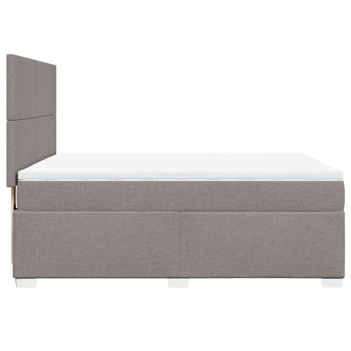 Pat box spring cu saltea, gri taupe, 160x200 cm material textil - WALTI WALTI