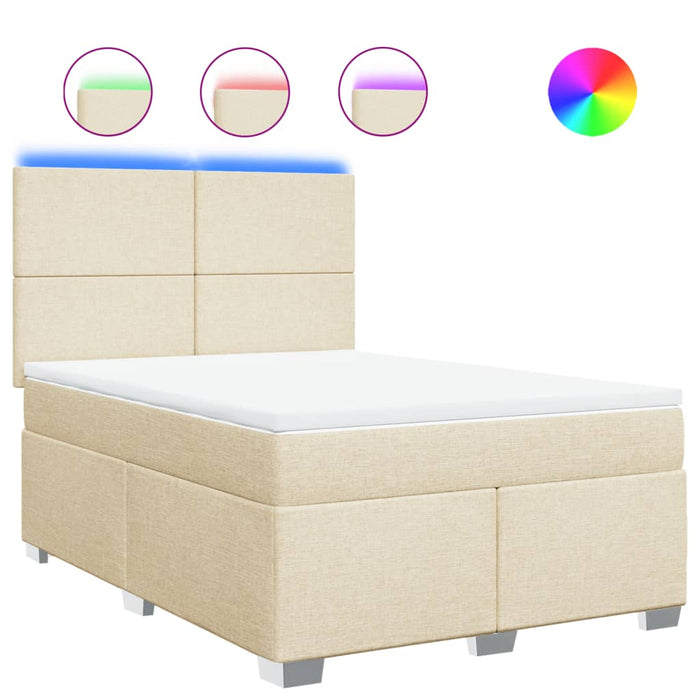 Pat box spring cu saltea, crem, 160x200 cm, material textil - WALTI WALTI