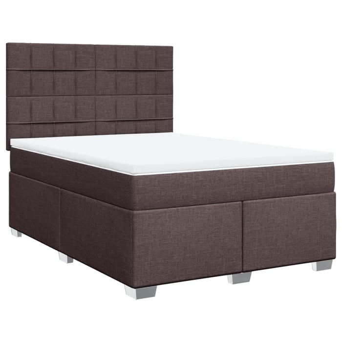 Pat box spring cu saltea, maro închis, 160x200 cm, textil WALTI