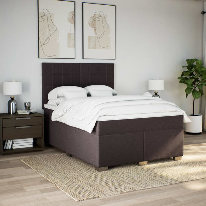 Pat box spring cu saltea, maro închis, 160x200 cm, textil WALTI